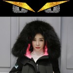 2015 Winter Real Fur Trim Down Black Jacket  Women's Monster Eyes Duck Down Parkas Women Warm Slim Long Coat  1512 Free Shipping