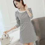 2015 o-neck dresses women's patchwork one-piece dress fashion solid color long-sleeve basic cloth Plus Size JX297