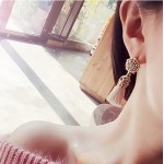 2016  Fashion Vintage Earrings For Women Jewelry Bright Brick Earrings  Flower Ancient Long Tassel Drop Earrings Dangle  Brincos