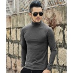 2016 Autumn And spring New Clothes Men's Solid Color Bottoming Shirt Slim Stretch Lycra Cotton Long-Sleeved High-Necked T-Shirt