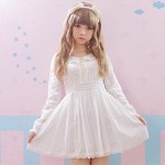 2016 Autumn Lace Lolita White Dress Princess Pearl Cotton Fashion Cute Lovely Dress Girl&Women Sweet Kawaii Full sleeve Dresses