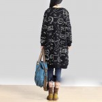 2016 Autumn Women Casual Printed Dress Big Size Black Green Vestidos De Festa Round Neck Long Sleeve Loose Female Robe Tunic