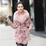 2016 Autumn and Winter Women's Genuine Real Sheepskin Leather Coat with Fox Fur Collar Female Slim Outerwear VF0058