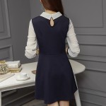 2016 Casual Dress Ladies Lapel Stitching Slim Was Thin Dress Bottoming  Dress S-XXL  JN124