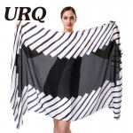 2016 Fashion Black White Ladies Scarves High Quality Silk Scarf Luxury Brand Design Bandana Accessories