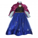 2016 Frozene Anna Princess Dress Christmas Children Clothing Adult Long-sleeve Dresses and Red Cloak Halloween Cosplay Costume