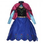 2016 Frozene Anna Princess Dress Christmas Children Clothing Adult Long-sleeve Dresses and Red Cloak Halloween Cosplay Costume