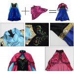 2016 Frozene Anna Princess Dress Christmas Children Clothing Adult Long-sleeve Dresses and Red Cloak Halloween Cosplay Costume