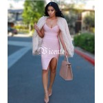 2016 Hot Sale Free Shipping! Must Have Fashion Sexy Deep Vneck Front Splitting Club Celebrity Party Bandage Dress Multi Colors