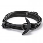 2016 Jewelry  Multilayer Black Alloy Anchor Bracelet Men Leather Bracelet for Women Men Friendship Bracelets