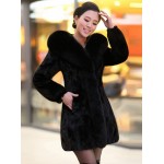 2016 Luxury Lady Genuine Nature Mink Fur Coat Jacket Fox Fur Hoody Winter Women Fur Outerwear Coats Trench Overcoat 3XL 4XL 2237