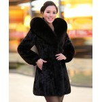 2016 Luxury Lady Genuine Nature Mink Fur Coat Jacket Fox Fur Hoody Winter Women Fur Outerwear Coats Trench Overcoat 3XL 4XL 2237