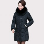 2016 Middle aged winter jackets and coats TOP quality abrigo mujer invierno women Wadded warm Outwear Hooded Faux Fur Collar