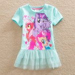 2016 Neat retail New BABY Girls Clothes short Sleeve lace Kids dresses My little pony dress children clothing summer dress LU3