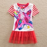 2016 Neat retail New BABY Girls Clothes short Sleeve lace Kids dresses My little pony dress children clothing summer dress LU3