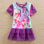 2016 Neat retail New BABY Girls Clothes short Sleeve lace Kids dresses My little pony dress children clothing summer dress LU3