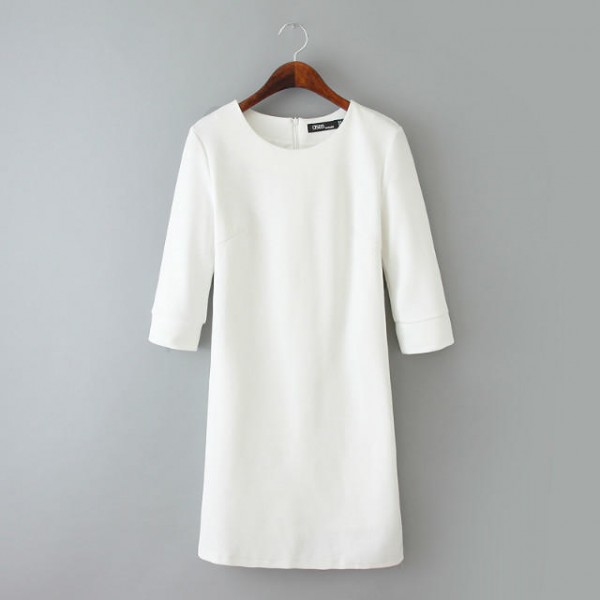 2016 New Arrival Spring and Autumn Women Fashion Elegant Slim Party Dress, Female Half Sleeves Casual White Knitted Dresses