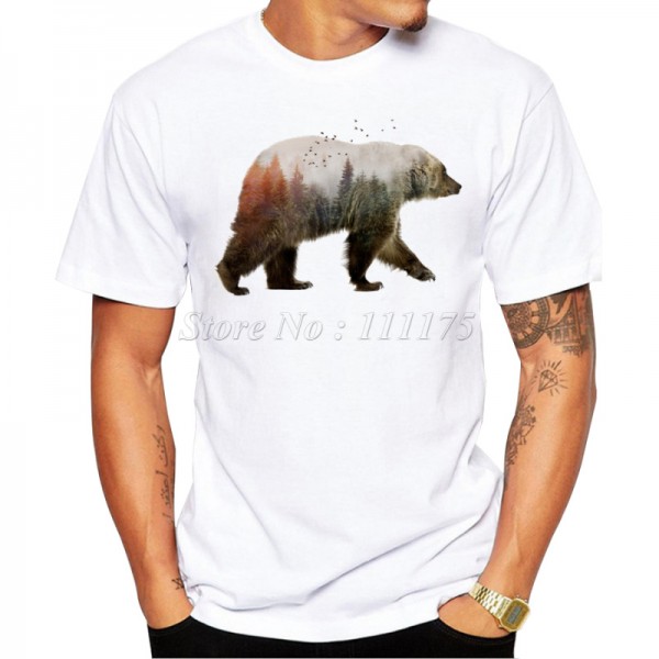 2016 New Arrivals Fashion Bear Design Men's T Shirt Boy Cool Style Tops Casual T-shirt