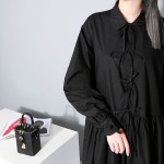 2016 New Autumn Long Dress Women Plus Size Black White Solid Color Loose Shirt Dress Casual Long Sleeve Elegant Dress