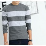 2016 New Autumn Winter Mens Long Sleeve T-Shirt O Neck Striped T Shirt for Men