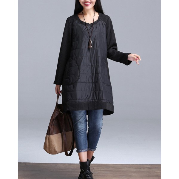 2016 New Fashion Autumn Casual Mini Dress Brief O-Neck Long Sleeve Loose Tunic Plus Size Warm Autumn Women Tunic Dresses M-2XL