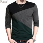 2016 New Plus Size Mens Autumn Casual T-shirt Fashion Slim Long Sleeve V Neck T Shirt Button Decorating Tees / Tops V-neck