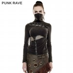 2016 New Punk Rock Black Brown Colour summer t shirt Steampunk mask style kawaii  Top S L XXL