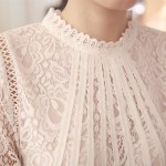 2016 New Summer Ladies White Blusas Women's Long Sleeve Chiffon Lace Crochet Tops Blouses Women Clothing Feminine Blouse 51C