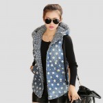 2016 New Women Hooded Waistcoat Autumn Winter Fashion Thick Denim Vest Coat Fashion Wadded Sleeveless Jacket Chalecos Mujer