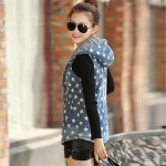 2016 New Women Hooded Waistcoat Autumn Winter Fashion Thick Denim Vest Coat Fashion Wadded Sleeveless Jacket Chalecos Mujer