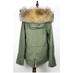 2016 New army green winter jacket women outwear thick parkas plus size raccoon Dog natural real fur collar coat hooded pelliccia