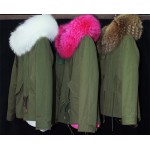 2016 New army green winter jacket women outwear thick parkas plus size raccoon Dog natural real fur collar coat hooded pelliccia