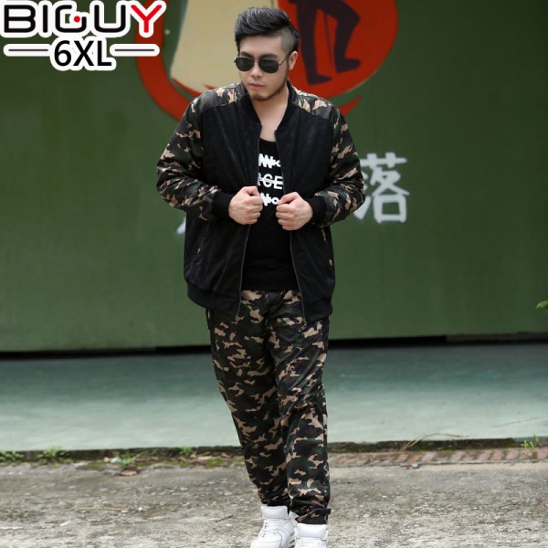 2016 Spring Autumn Camouflage Printed Oversized Mens sweat Suits Casual Plus Size Tracksuit Set Men 3XL 4XL 5XL 6XL 1005suit