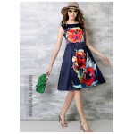 2016 Summer Celebrity Inspired Women Elegant Vintage Retro Flower Floral Print Vest Dresses Sleeveless O-Neck Vestidos de Fiesta