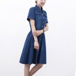 2016 Summer Denim Dress Women Fashion Casual Single Breasted Slim Long Elegant Office Party Vestidos short sleeves Dresses 4XL