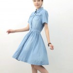 2016 Summer Denim Dress Women Fashion Casual Single Breasted Slim Long Elegant Office Party Vestidos short sleeves Dresses 4XL