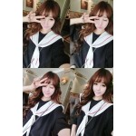 2016 Summer Girls Lolita White&Black Navy style dress Chiffon Fashion Uniform Sailor collar Cute Japan Women Lovely Loose Dress