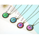 2016 Vintage Jewelry Wholesale Blue Green Cat Eye Necklace Pendant Fashion Charming Rhinestone Ethnic Necklace for Men Women