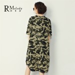 2016 Women Summer Knitter Dress  European Style Camouflage Printing Women Short Sleeve Shirts Dress for Women(R.Melody TYW049)