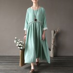 2016 Women's Dresses European Style Casual Fall Spring Winter Thick Cotton Solid Color Plus Size Ankle-Length Dress vestidos 