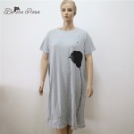 2016 Women's Elegant Dress Women's Print Dress Light Gray O Neck Short Sleeve Plus Size Dresses for Women(BelineRosa HS0083)