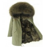 2016 army green winter jacket coat women parka real large Raccoon Fur Collar hooded natural fox real fur Thick Warm Fur liner