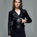 2016 autumn and winter women clothing short slim motorcycle leather jacket women outerwear Black color casual female jacket