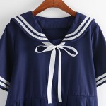 2016 autumn summer new women's dress female cotton-line Japanese Naval College style sweet striped pure girls dress 2 colors