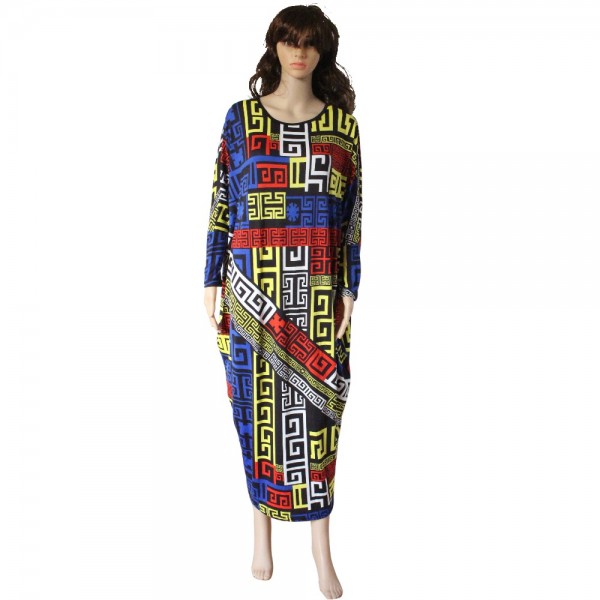 2016 fashion brand loose women maxi dashiki dress bazin print elastic african style plus size femmes vestidos batwing sleeve 