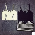 2016 female strappy bra bralette sexy bustier crop top Black White Stripe Grey cropped tops tank top women cheap blusa hot 001