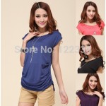 2016 free shipping ladies fashion candy color summer style female T-shirt shirt sell like hot cakes  TOPS