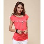 2016 free shipping ladies fashion candy color summer style female T-shirt shirt sell like hot cakes  TOPS