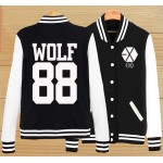 2016 new kpop Exo clothes baseball uniform long sleeve Hoodie outerwear jacket k-pop exo wolf Autumn Winter Sweatshirt tops coat