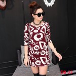 2017  Autumn  winter women dress plus size ropa mujer long sleeve o-neck print tunic tops loose vestidos invierno woman clothes